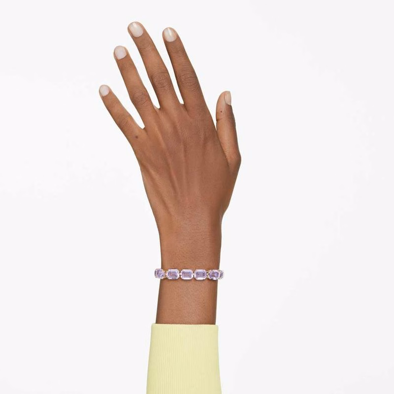 Millenia Tennisarmband, achteckiger Schliff, Lila, goldfarben plattiert