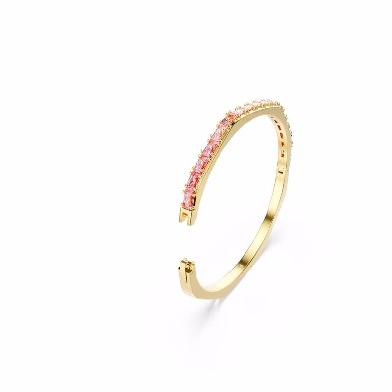 Matrix-Armband, Baguetteschliff, Rosa, goldfarben plattiert