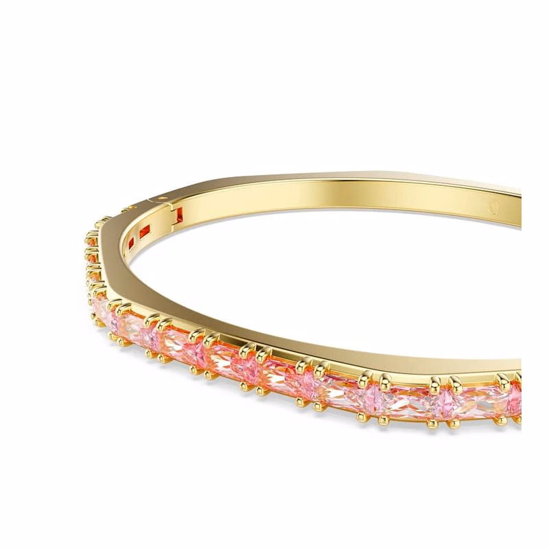 Matrix-Armband, Baguetteschliff, Rosa, goldfarben plattiert