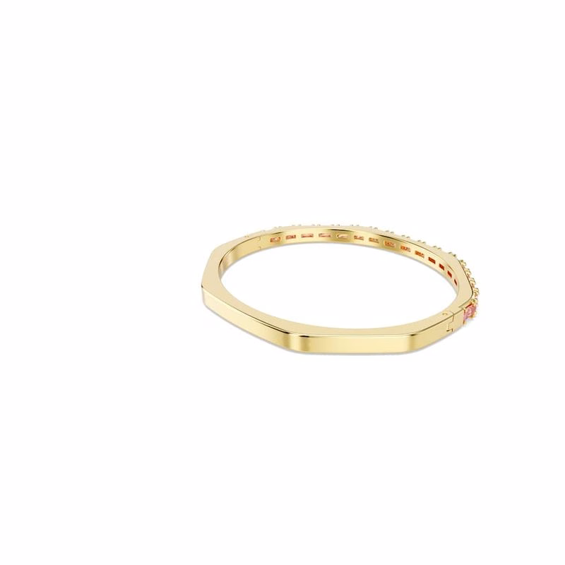 Matrix-Armband, Baguetteschliff, Rosa, goldfarben plattiert