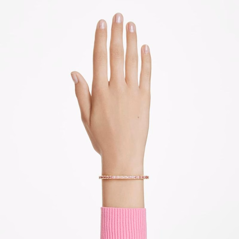Matrix-Armband, Baguetteschliff, Rosa, goldfarben plattiert