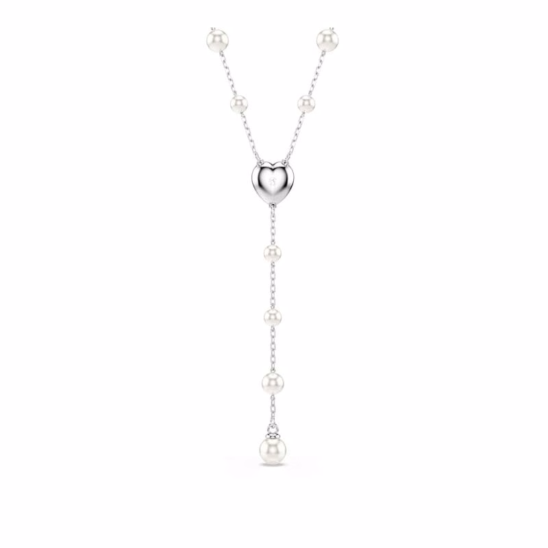 Ariana Grande x Swarovski Y-Halskette, verschiedene Größen, Herz, Weiß, rhodiniert