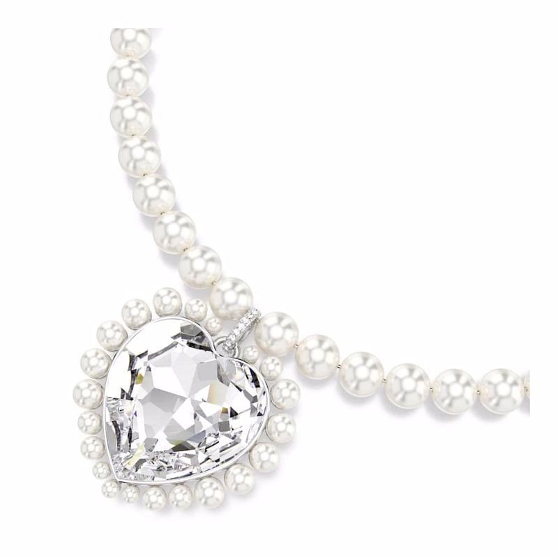 Ariana Grande x Swarovski Halskette, Kristallperle, Herzschliff, Herz, Weiß, rhodiniert