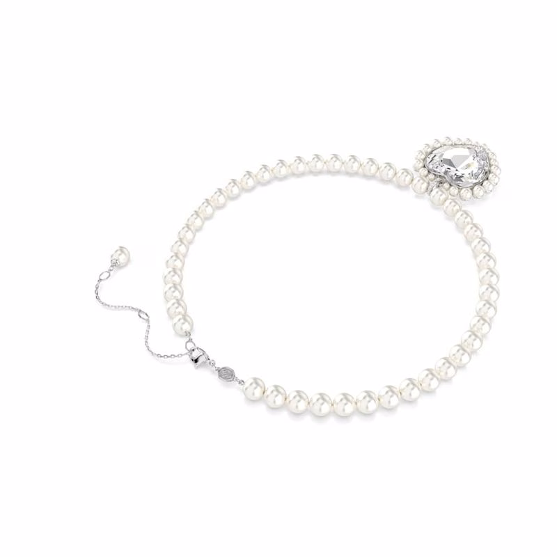 Ariana Grande x Swarovski Halskette, Kristallperle, Herzschliff, Herz, Weiß, rhodiniert
