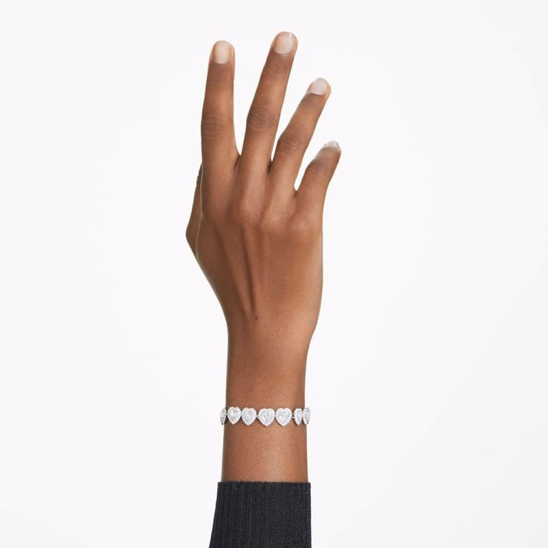 Ariana Grande x Swarovski Tennisarmband, verschiedene Größen, Herz, Weiß, rhodiniert