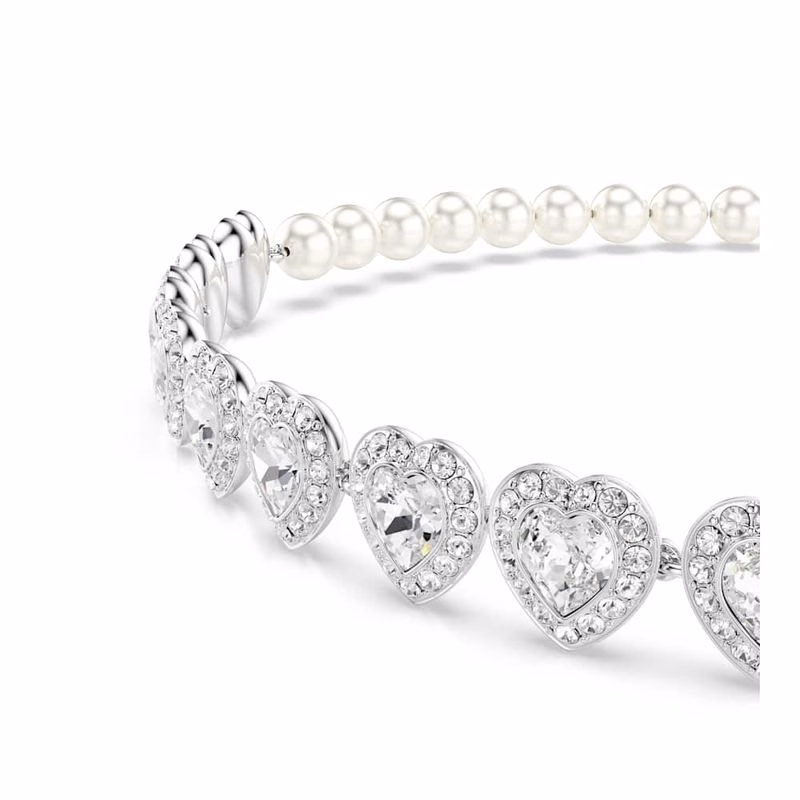 Ariana Grande x Swarovski Tennis-Choker, verschiedene Größen, Herz, Weiß, rhodiniert