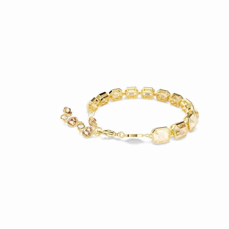 Millenia Tennisarmband, achteckiger Schliff, Karamell, goldfarben plattiert