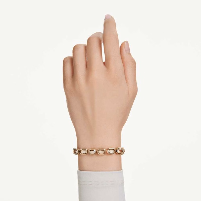 Millenia Tennisarmband, achteckiger Schliff, Karamell, goldfarben plattiert