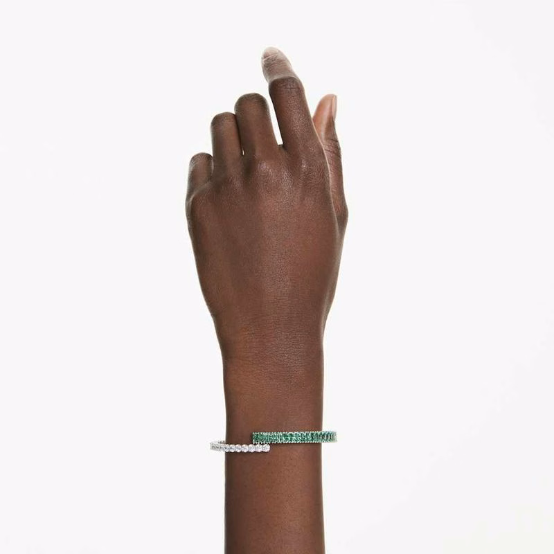 Matrix-Armband, verschiedene Größen, Grün, rhodiniert
