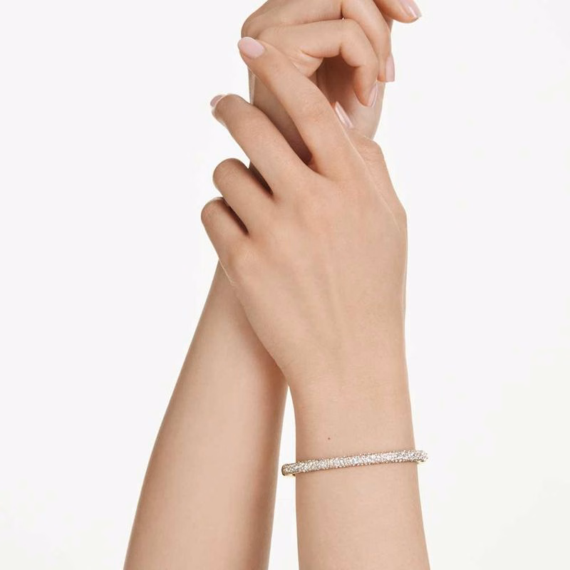 Sublima Armband, Schneepavé, Weiß, Goldfarben plattiert