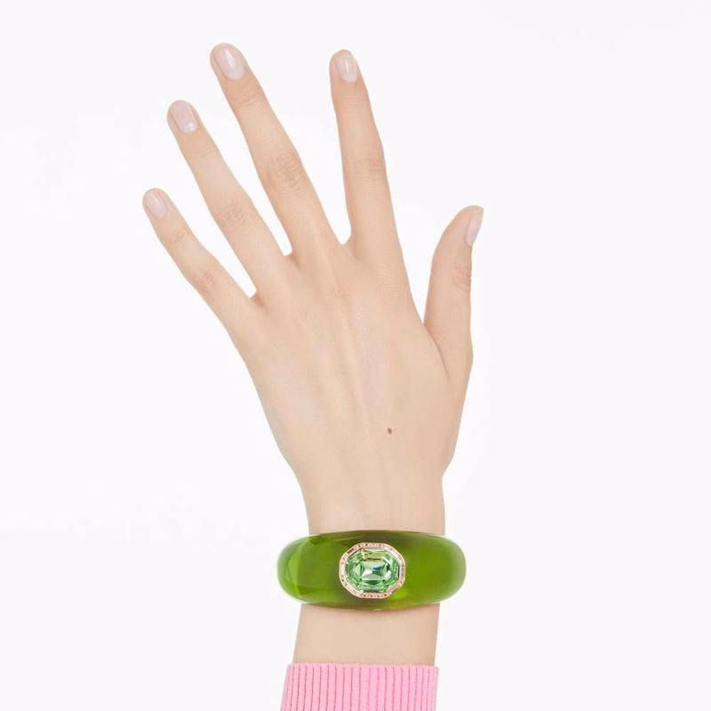 Dulcis Armband, achteckiger Schliff, Pavé-Fassung, Grün, goldfarben plattiert