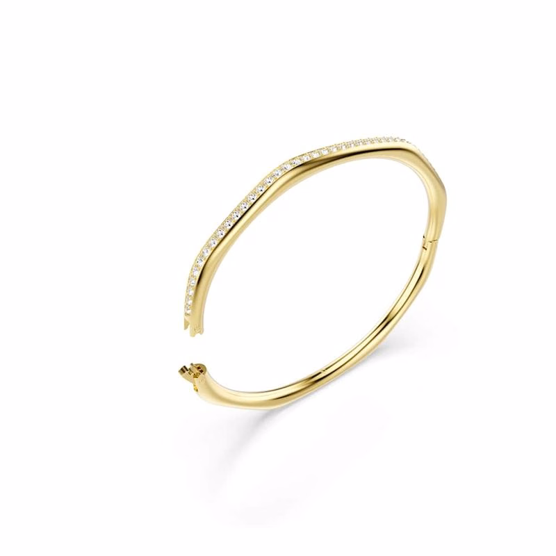 Dextera-Armband, achteckige Form, runder Schliff, weiß, goldfarben plattiert