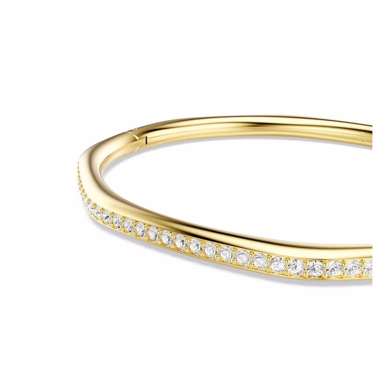 Dextera-Armband, achteckige Form, runder Schliff, weiß, goldfarben plattiert