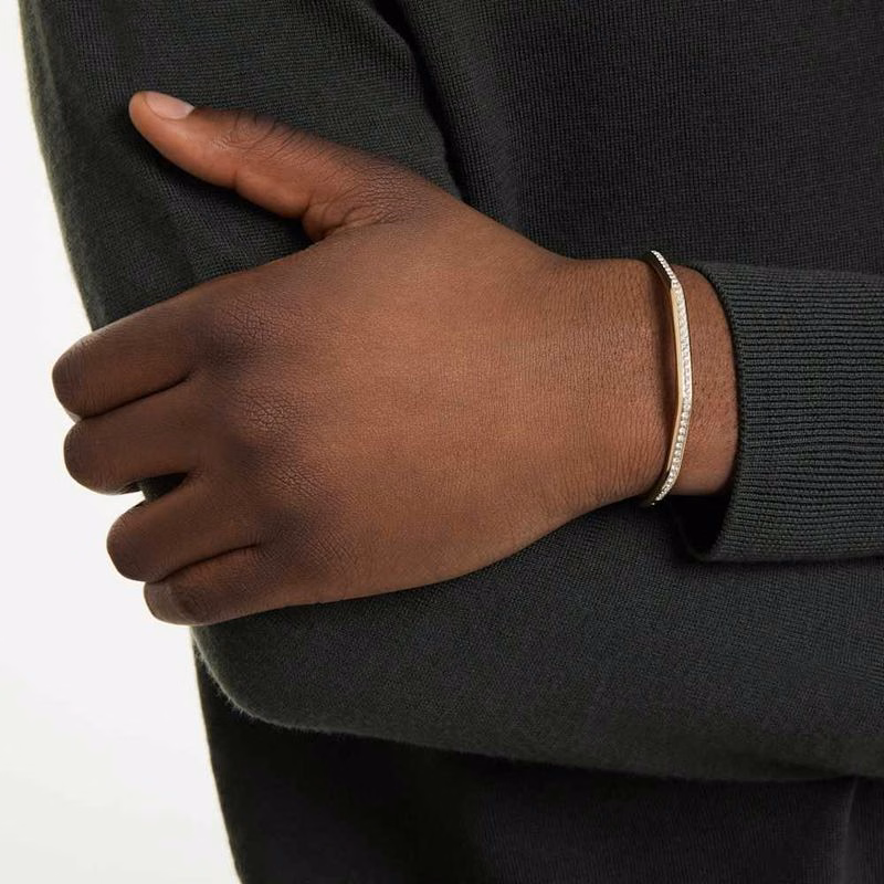 Dextera-Armband, achteckige Form, runder Schliff, weiß, goldfarben plattiert