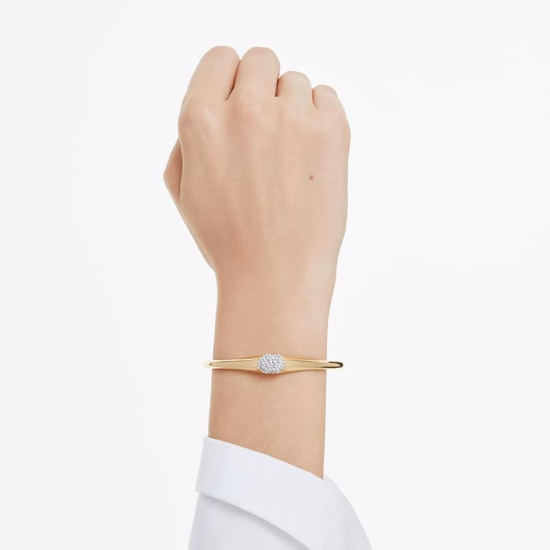 Dextera Armband, runder Schliff, weiß, goldfarben plattiert