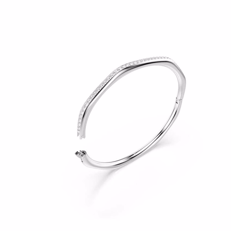 Dextera-Armband, achteckige Form, runder Schliff, weiß, rhodiniert