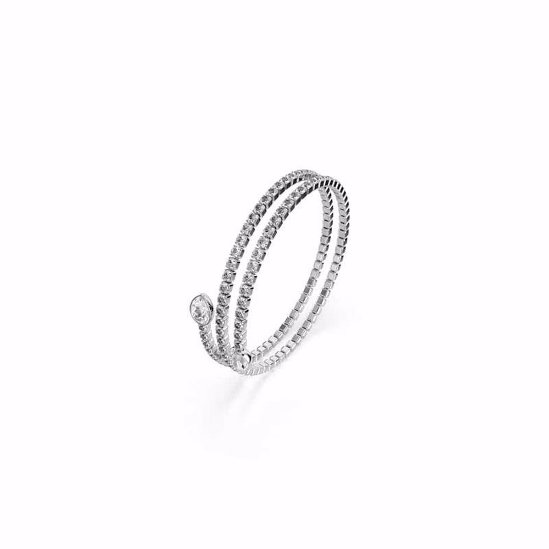Gedrehtes Armband, Birnenschliff, Weiß, verschiedene Metalloberflächen