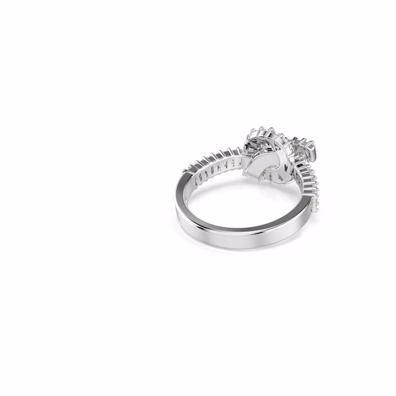 Matrixring, Baguetteschliff, Knoten, Weiß, rhodiniert