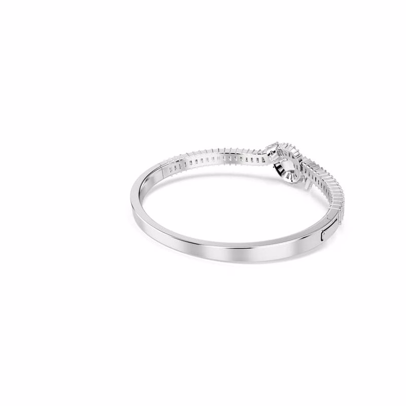Matrix-Armband, Baguetteschliff, Knoten, Weiß, rhodiniert
