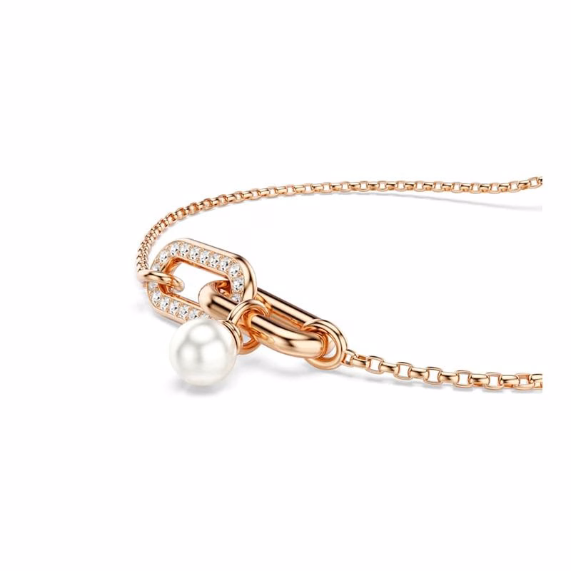 Constella Armband, Kristallperle, Rundschliff, Weiß, Roségold-plattiert
