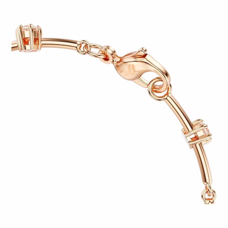 Constella Tennisarmband, Kristallperle, Rundschliff, Weiß, Roségold-plattiert