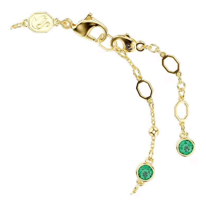 Bernsteinarmband, runder Schliff, grün, goldfarben plattiert