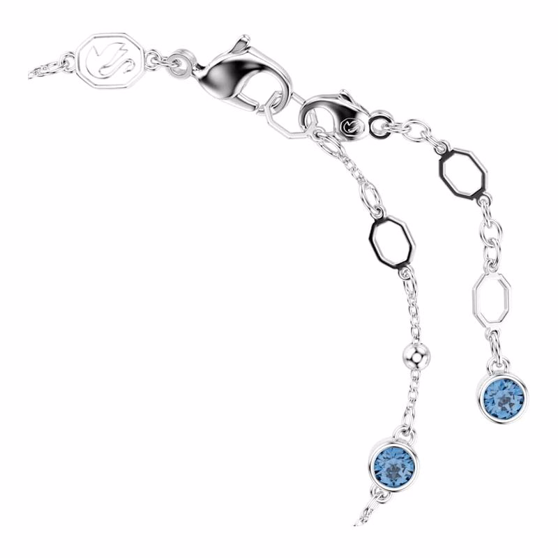 Bernsteinarmband, runder Schliff, blau, rhodiniert