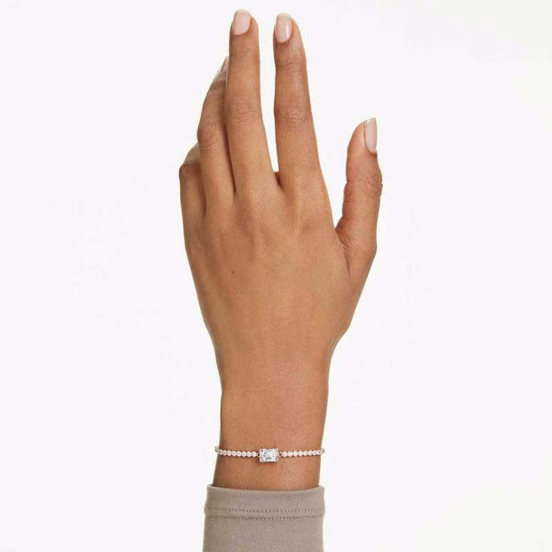 Matrix Tennisarmband, verschiedene Größen, Weiß, Roségold-plattiert