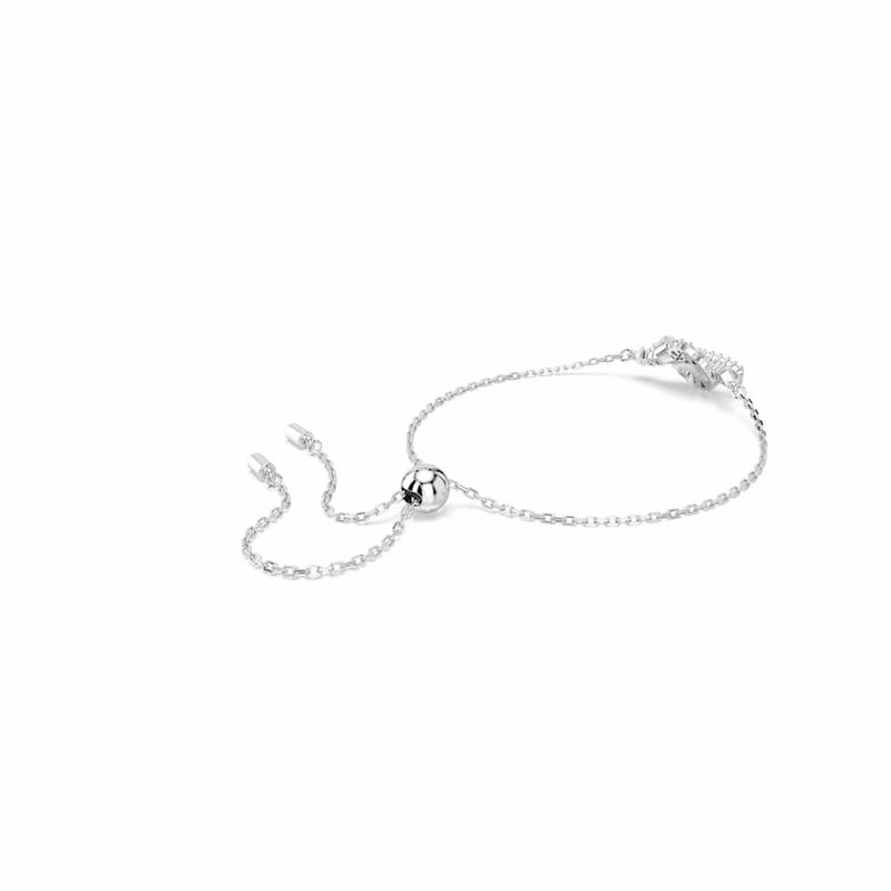 Matrix-Armband, Baguetteschliff, Knoten, Weiß, rhodiniert