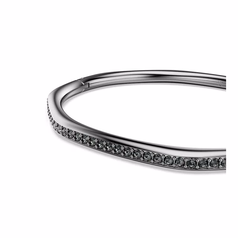 Dextera-Armband, achteckige Form, runder Schliff, weiß, Ruthenium-Beschichtung