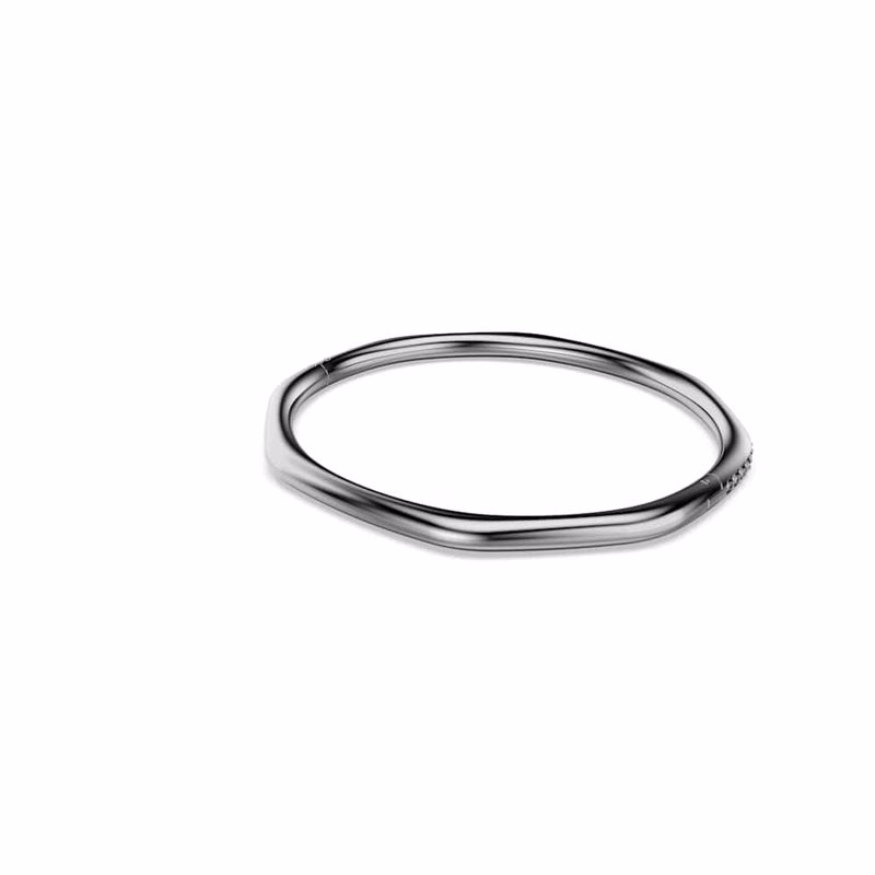 Dextera-Armband, achteckige Form, runder Schliff, weiß, Ruthenium-Beschichtung
