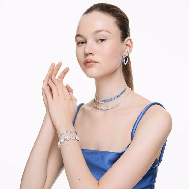 Matrix-Armband, verschiedene Größen, blau, rhodiniert