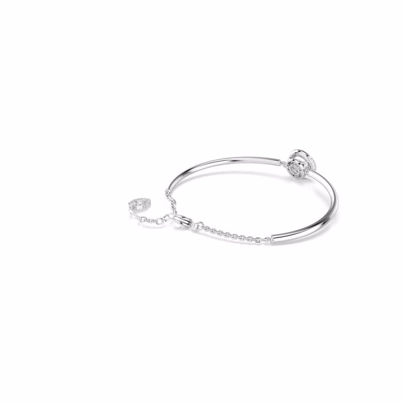 Dextera Armband, runder Schliff, weiß, rhodiniert