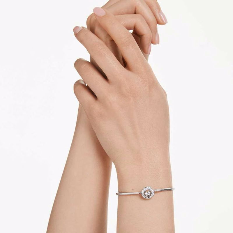 Dextera Armband, runder Schliff, weiß, rhodiniert
