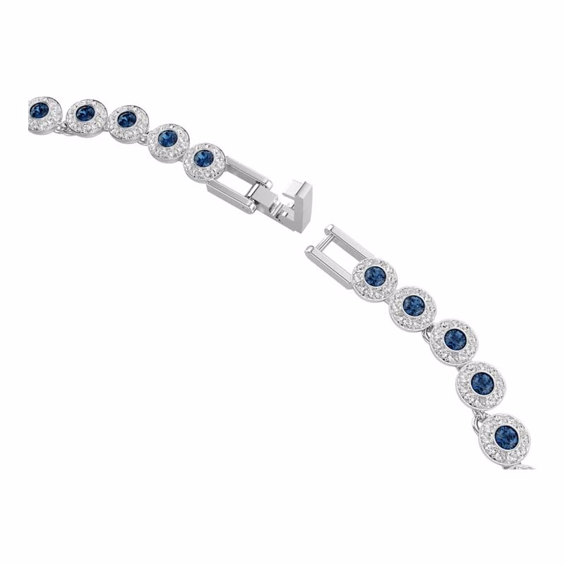 Una Angelic Tennis Halskette, runder Schliff, blau, rhodiniert