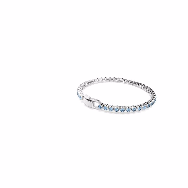 Imber Emily Tennisarmband, runder Schliff, blau, rhodiniert