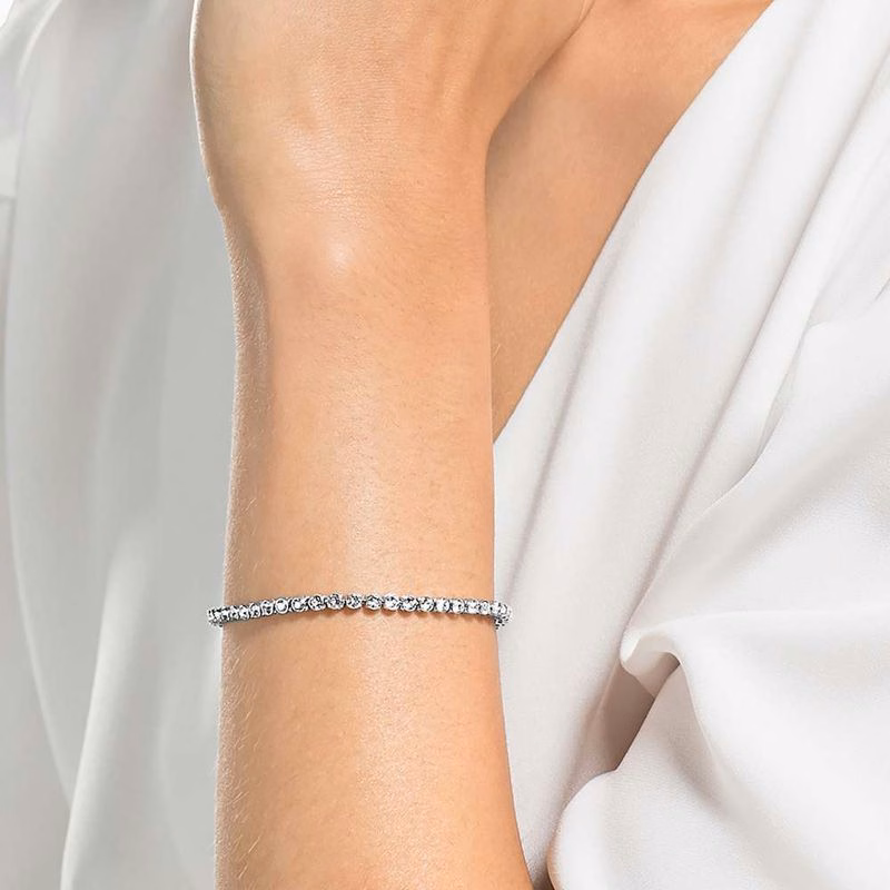 Imber Emily Tennisarmband, runder Schliff, blau, rhodiniert