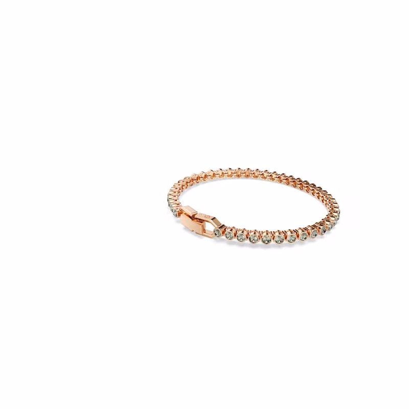 Imber Emily Tennisarmband, runder Schliff, schwarz, roségoldfarben plattiert