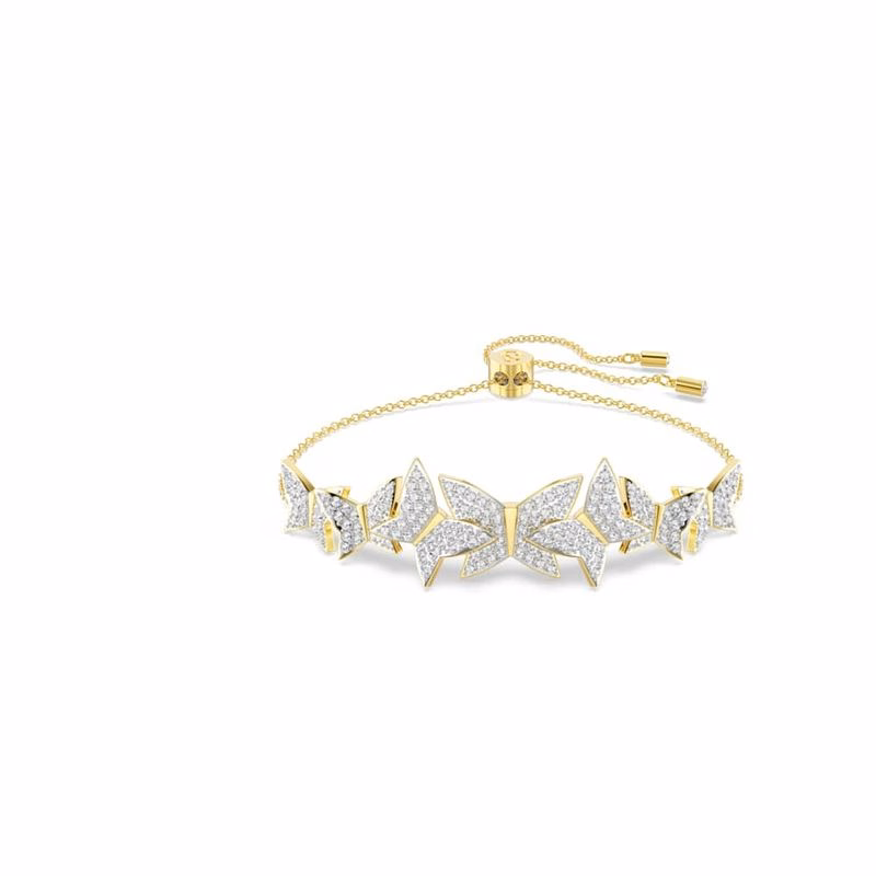 Idyllia Lilia Armband, Schmetterling, Weiß, Goldfarben plattiert