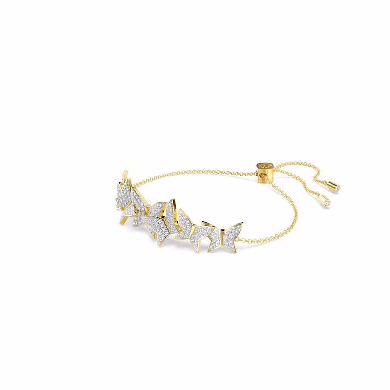 Idyllia Lilia Armband, Schmetterling, Weiß, Goldfarben plattiert