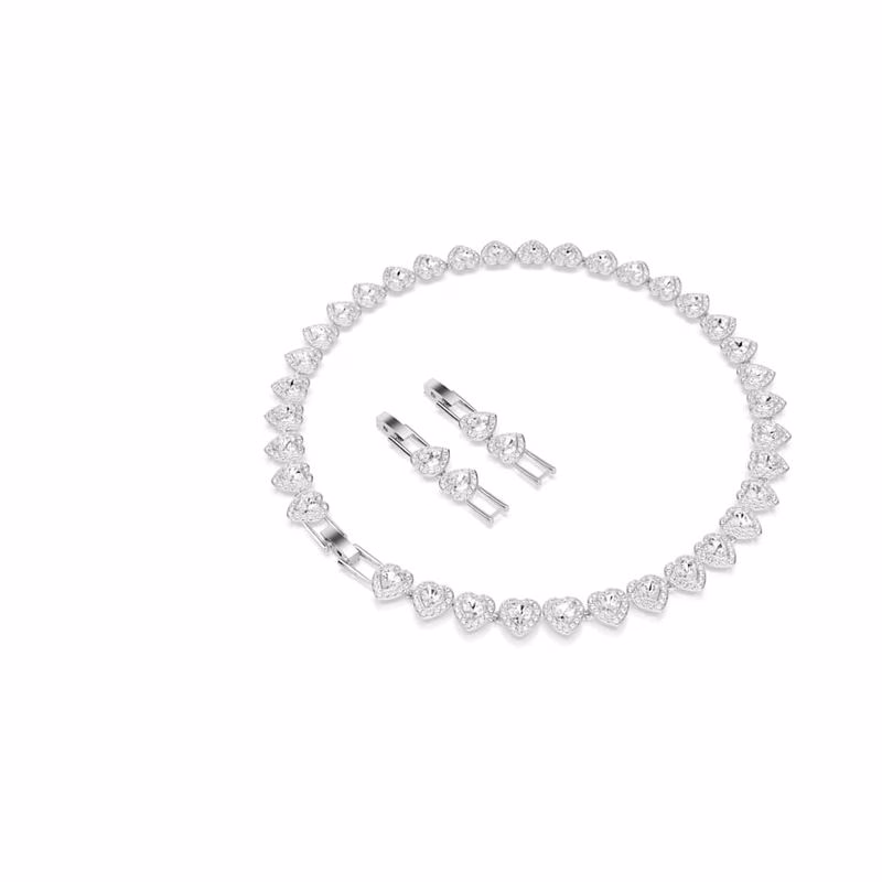 Ariana Grande x Swarovski Tennis-Halskette, verschiedene Größen, Herz, Weiß, rhodiniert