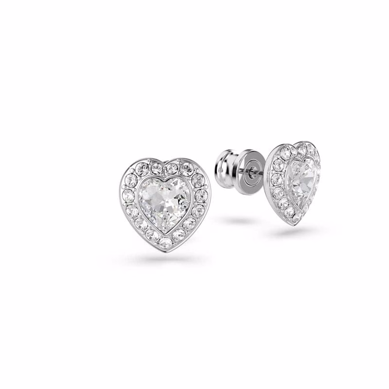 Ariana Grande x Swarovski Ohrstecker, verschiedene Größen, Herz, Weiß, rhodiniert