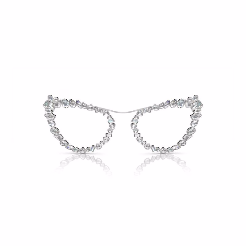 2-in-1 Clip-On-Sonnenbrille, Art, Cat-Eye-Form, SK7011, Weiß