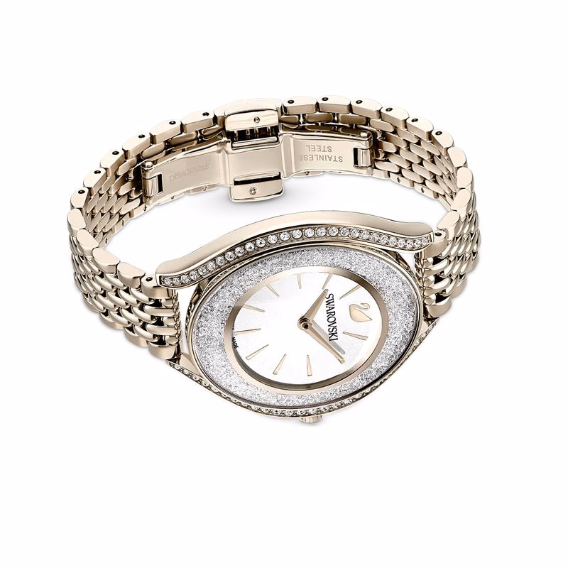 Crystalline Aura Uhr, Metallarmband, goldfarben, champagnerfarben PVD-beschichtet