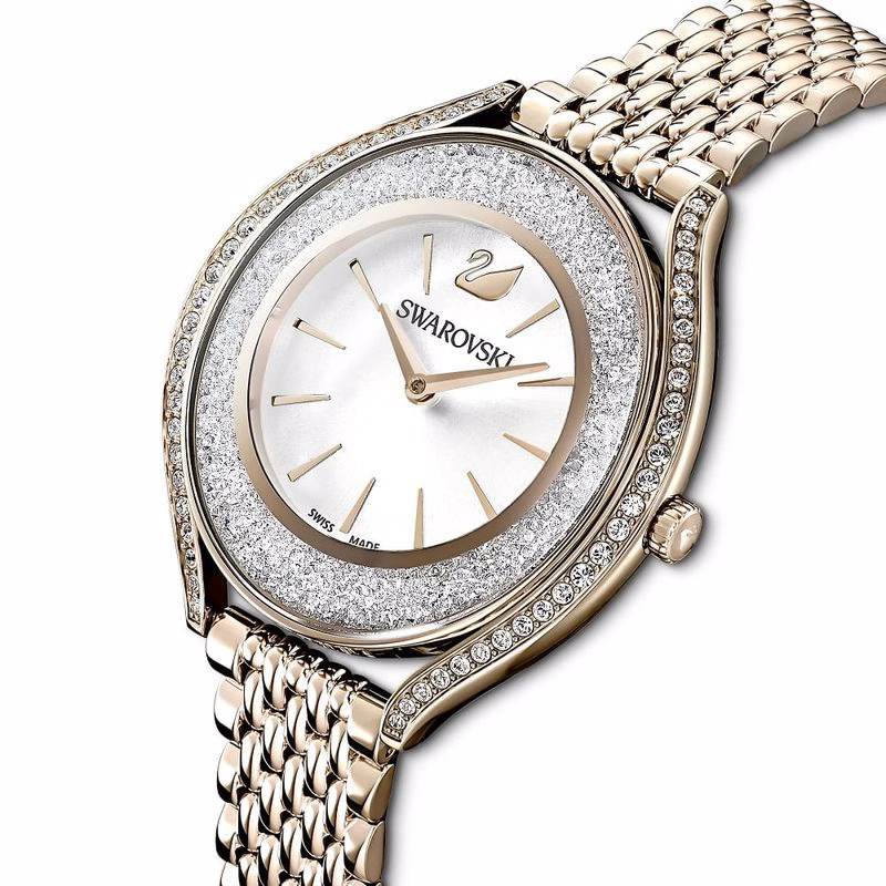 Crystalline Aura Uhr, Metallarmband, goldfarben, champagnerfarben PVD-beschichtet