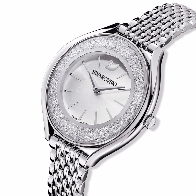 Crystalline Aura Uhr, Metallarmband, silberfarben, Edelstahl