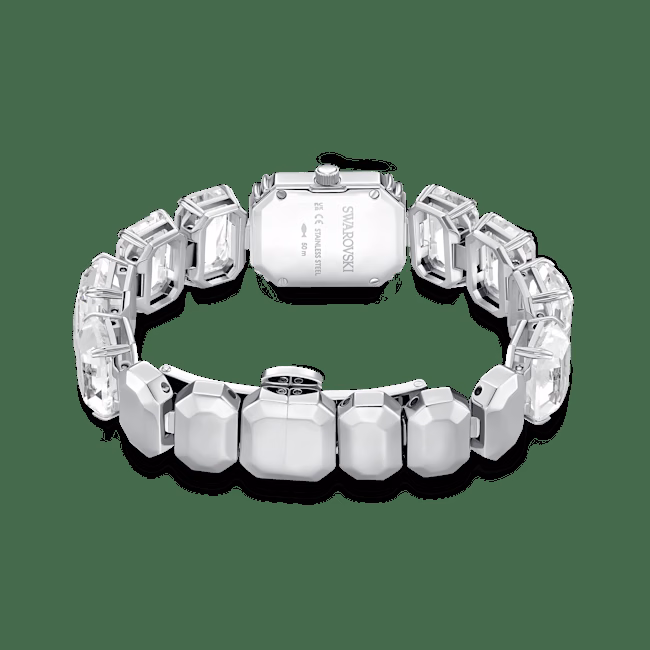 Uhr, achteckiges Armband, Weiß, Edelstahl