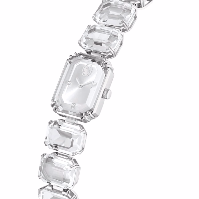 Uhr, achteckiges Armband, Weiß, Edelstahl