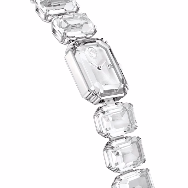Uhr, achteckiges Armband, Weiß, Edelstahl
