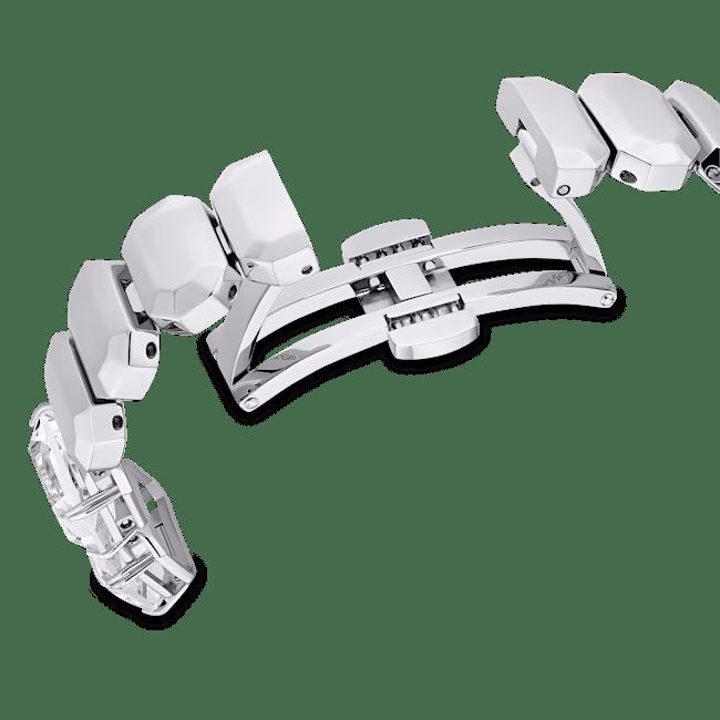 Uhr, achteckiges Armband, Weiß, Edelstahl